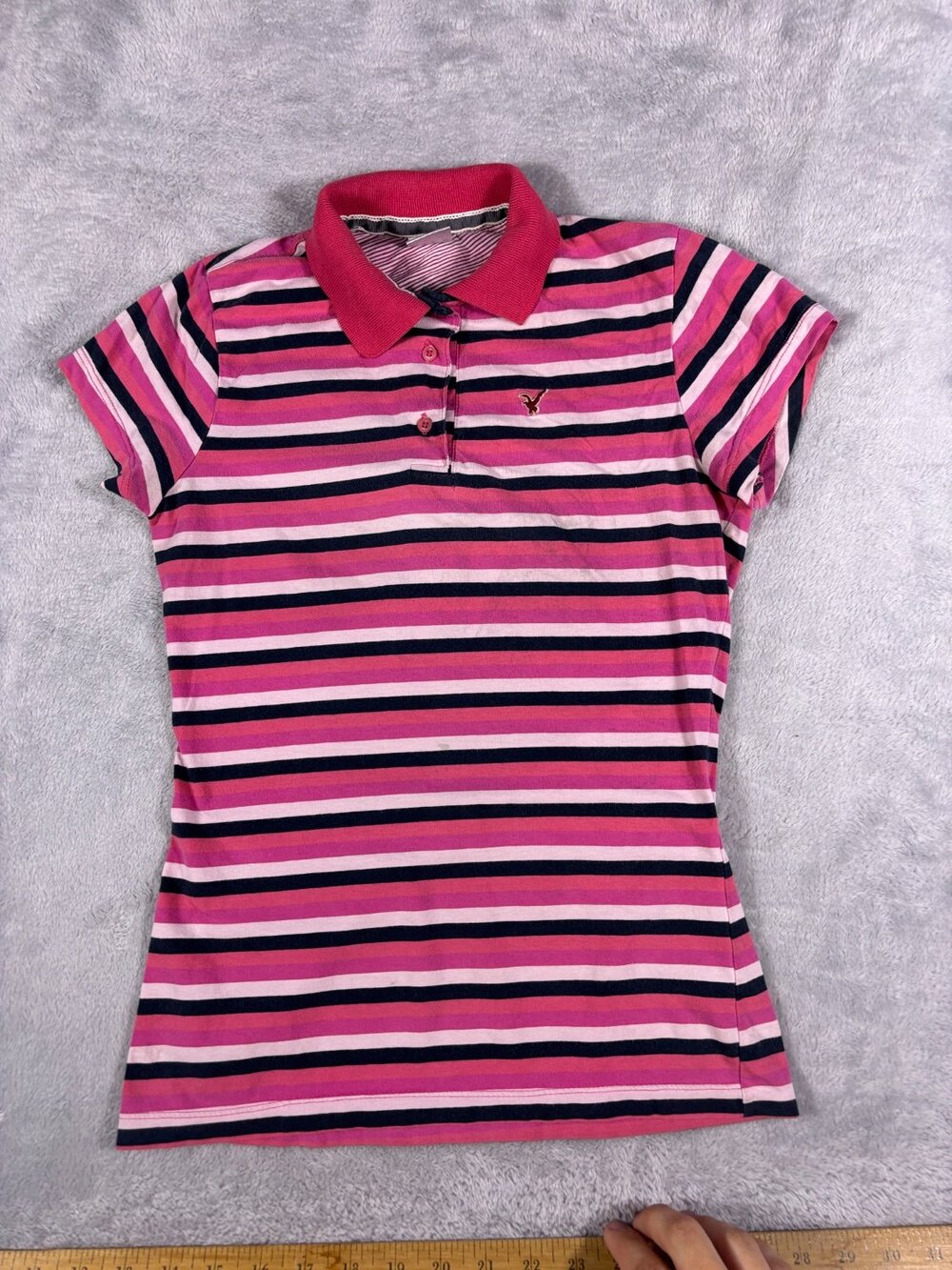 American Eagle Outfitters Y2K Polo Shirt Womens Pink Cap Sleeves Size S